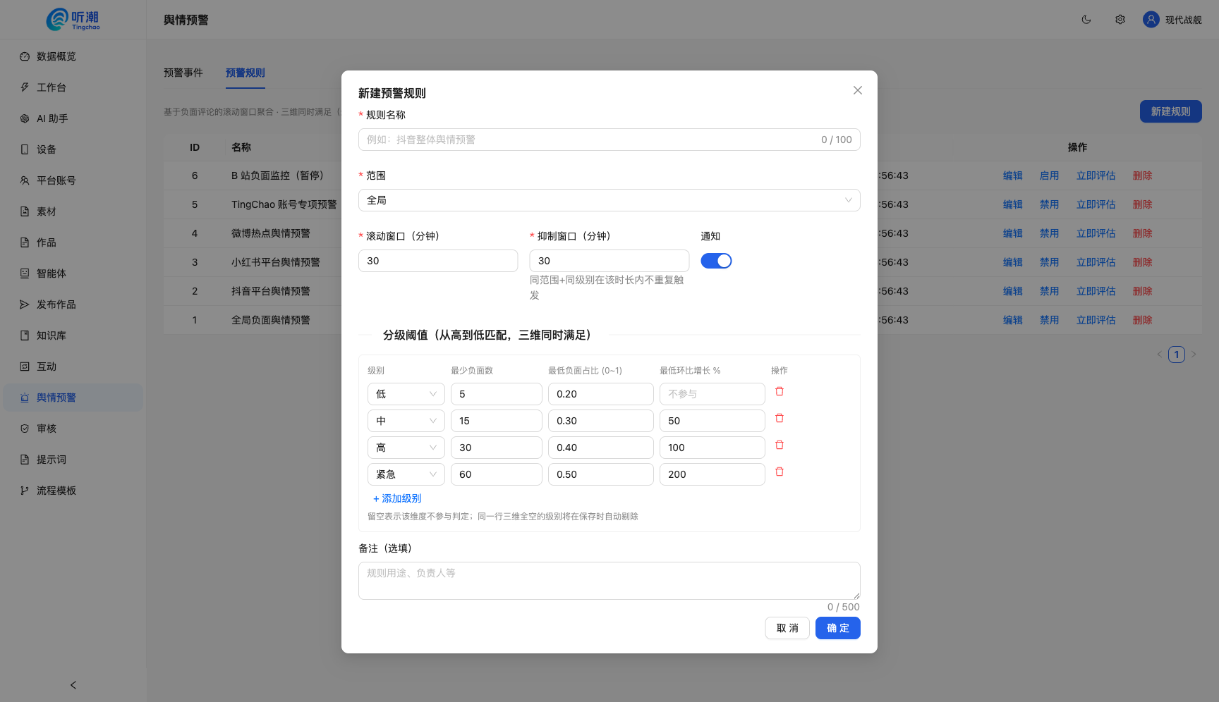 通知渠道配置：钉钉 / 飞书 Webhook